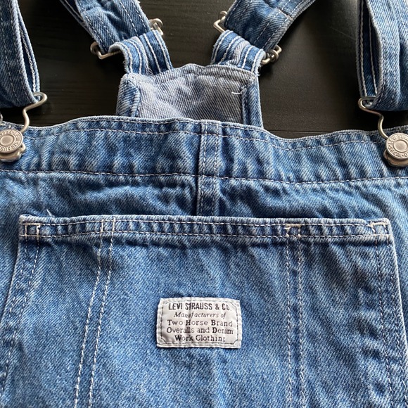 Levis Overalls Womens Small Baggy Denim Shortalls Overalls Distressed Blue boho - Picture 7 of 10
